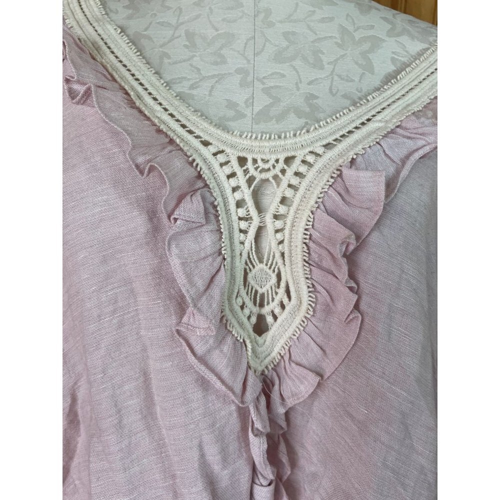 Zara Basic Blouse Pullover Top Ruffle Crochet Tri… - image 6